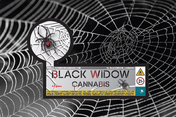 Black Widow Cannabis Eighth Flower Jar Label