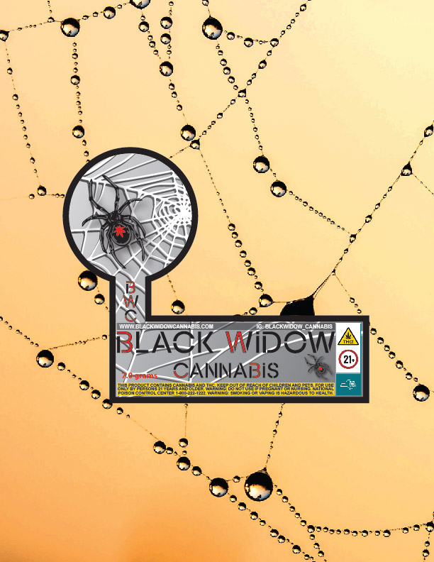 Black Widow Cannabis Quarter Flower Jar Label