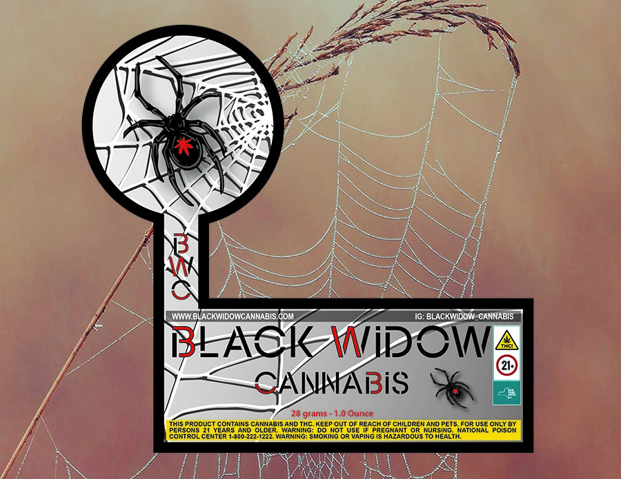 Black Widow Cannabis 1-Oz. Flower Jar Labels